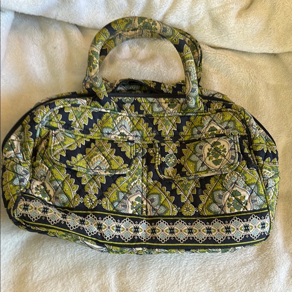 Vera Bradley Mini Bag in Green and Black with Quilted Design